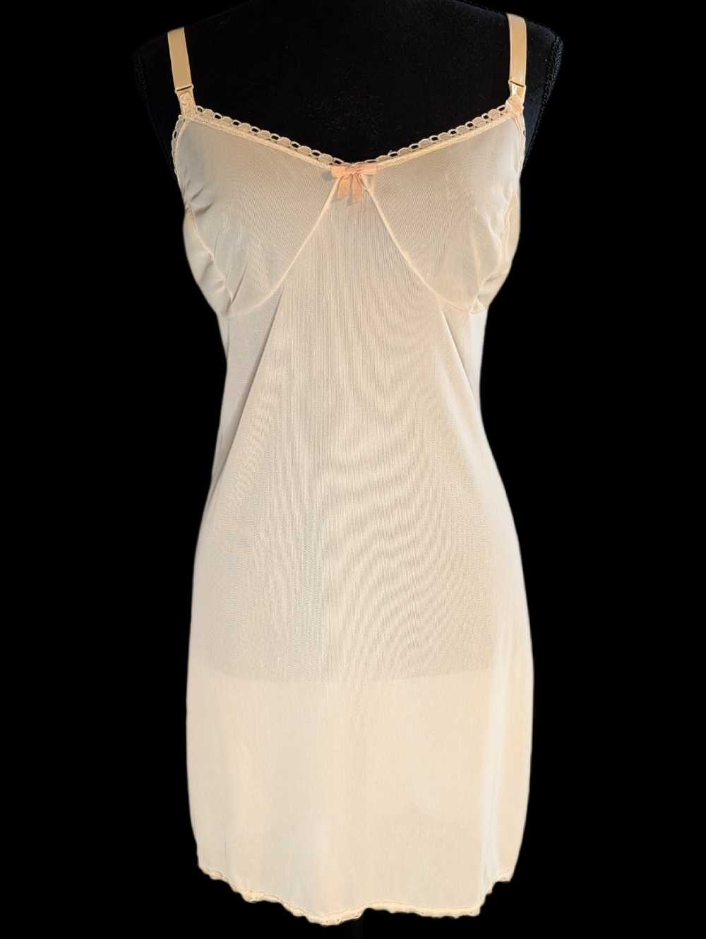 Vintage 60s Création Michel Full Slip | Arnel Triacetate Champaign Size 42 Large